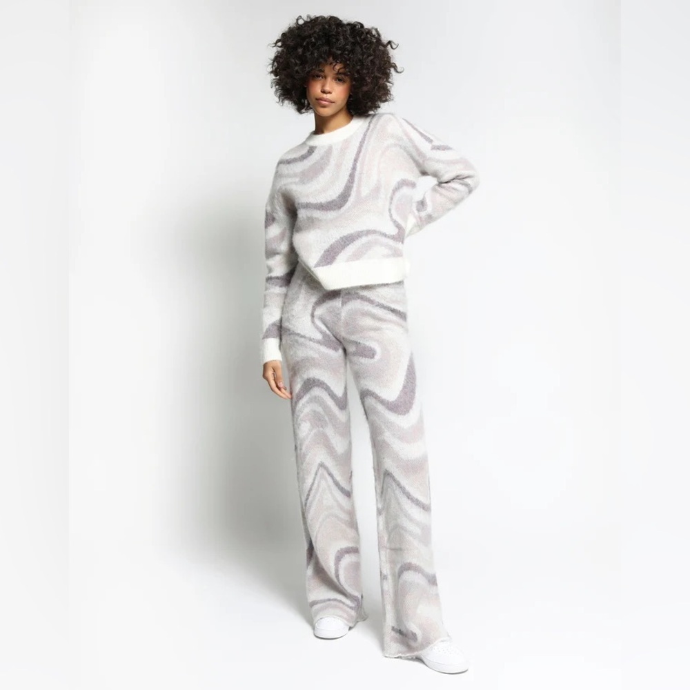 Twenty Montreal Spectrum Swirl Mohair Wide Leg Sweater Pants Size S - Picture 6 of 7
